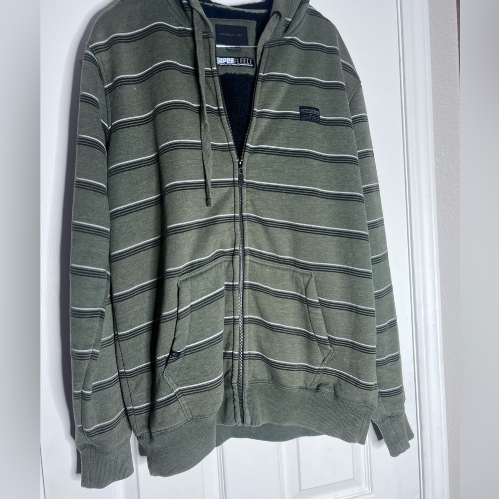 O'Neill Men's Striped Zip-Up Hooded Sweater - Large